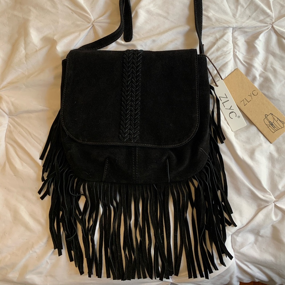 Black Crossbody Fringe Purse